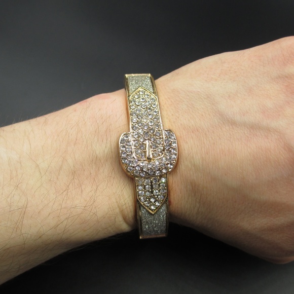Vintage Cute Crystal Belt Buckle Bracelet - Picture 4 of 8